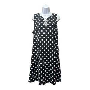 MSK Black with White Polka Dots Dress Soft Flowy Size XL NWT Chic Elegant Casual
